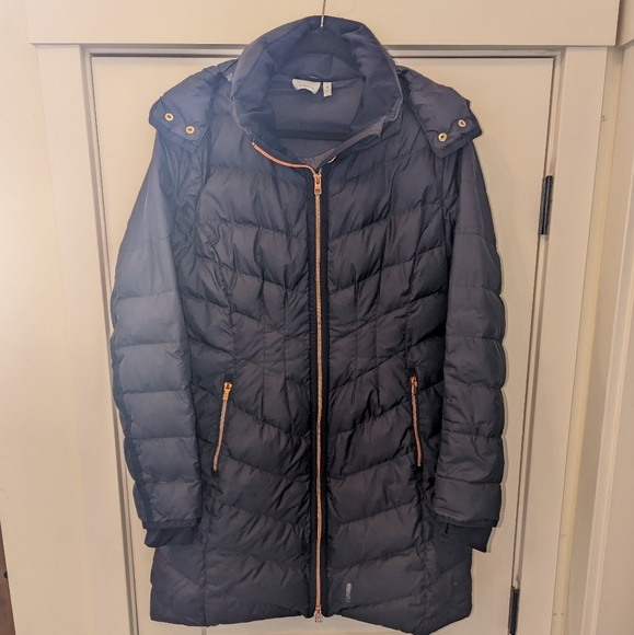 Athleta Goose Down Parka, Navy with Rose Gold - Size Medium - Picture 1 of 9